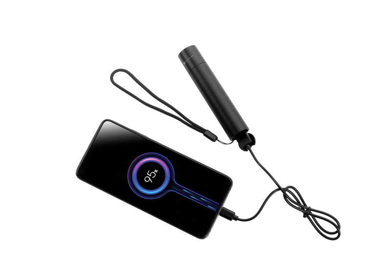 Μεταλικός επαναφορτιζόμενος φακός/powerbank με λουράκι καρπού ZAGROS rechargeable