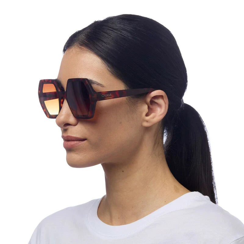 OKKIA γυαλιά ηλίου Emma εξαγωνικά Classic Havana OK015-CH