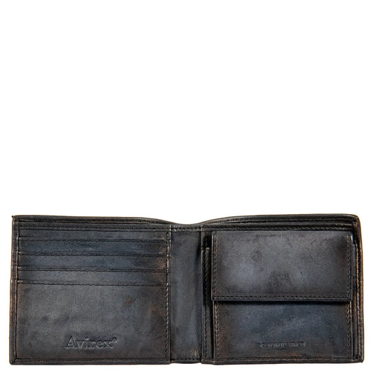 Avirex Δερμάτινο πορτοφόλι μικρό Bell vintage black BLL12-120