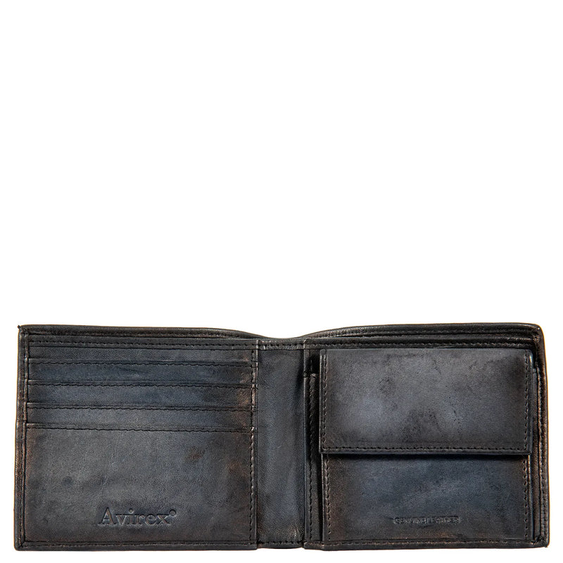 Avirex Δερμάτινο πορτοφόλι μικρό Bell vintage black BLL12-120