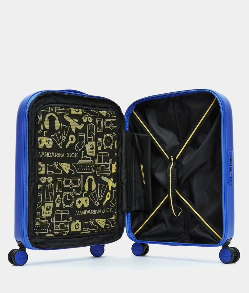 Mandarina Duck LOGODUCK Επεκτεινόμενη σκληρή μικρή βαλίτσα Cabin 55X40X20/23 cm Blue