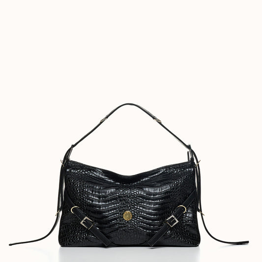 Τσάντα ώμου CM Black croco lady bag